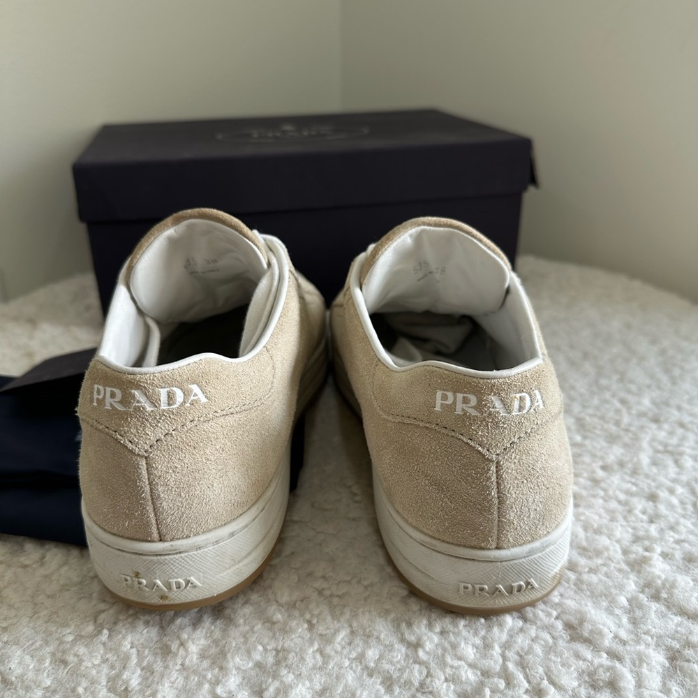 Prada  Beige Suede Sneakers. Size 38 - Picture 6 of 9